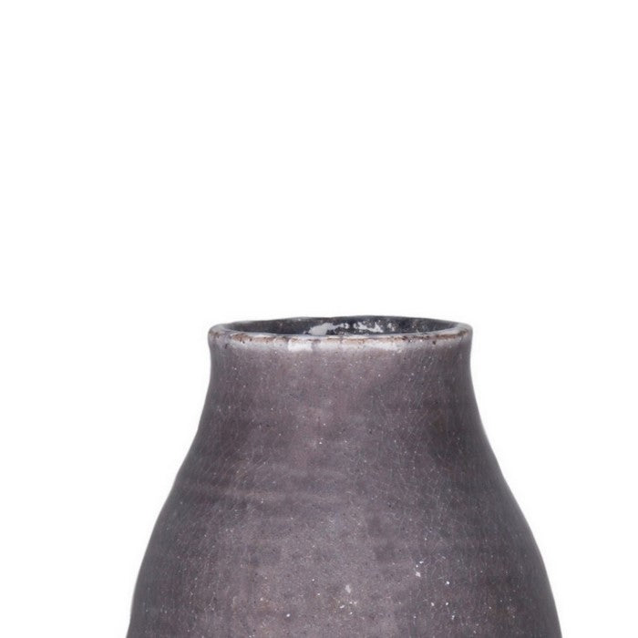 Round Ceramic Vase with Banded Bottom and Narrow Mouth,Small,Set of 2, Gray