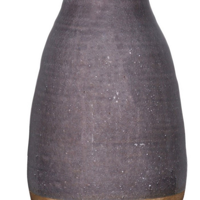 Round Ceramic Vase with Banded Bottom and Narrow Mouth,Small,Set of 2, Gray