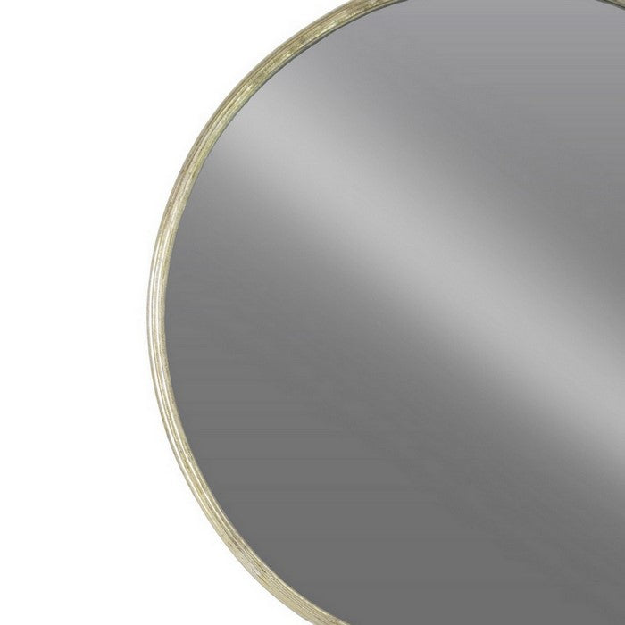 Circular Wall Mirror with Metal Frame, Silver and Champagne Gold