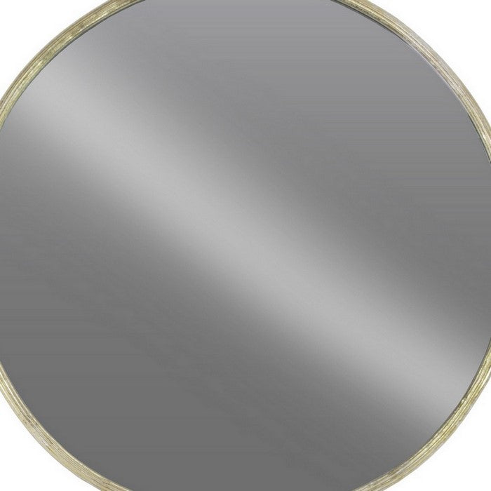 Circular Wall Mirror with Metal Frame, Silver and Champagne Gold