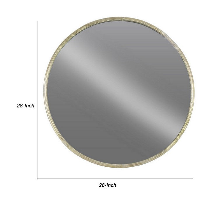 Circular Wall Mirror with Metal Frame, Silver and Champagne Gold
