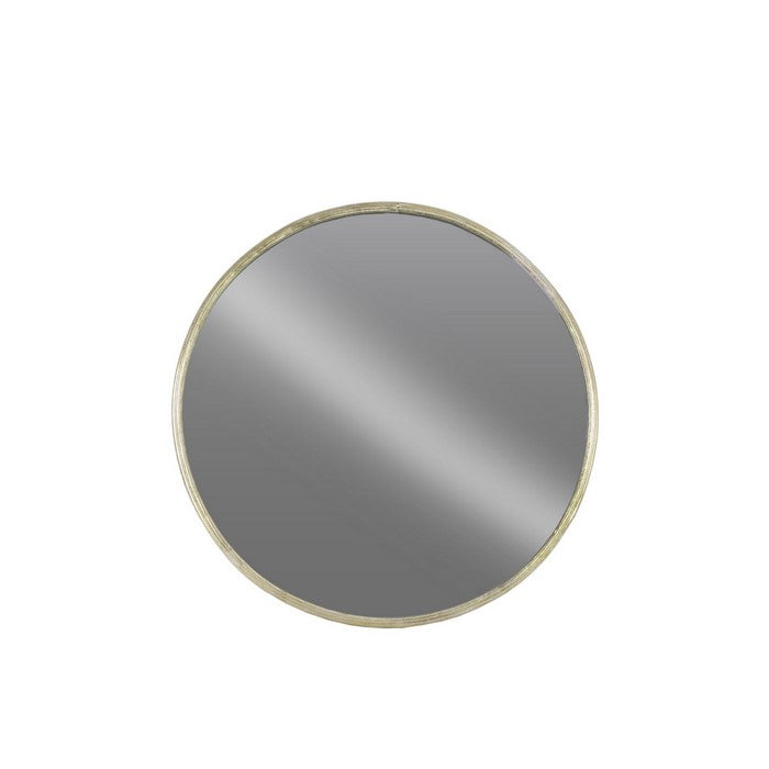 Circular Wall Mirror with Metal Frame, Silver and Champagne Gold