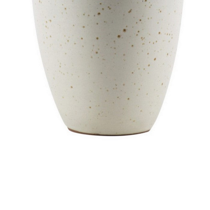 Ceramic Vase with Irregular Lip and Stripe Top, Set of 2, Small, White