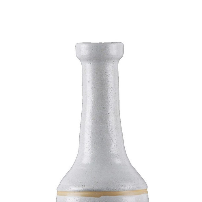 Bottle Shape Ceramic Vase with Long Neck, Medium, Set of 2, White