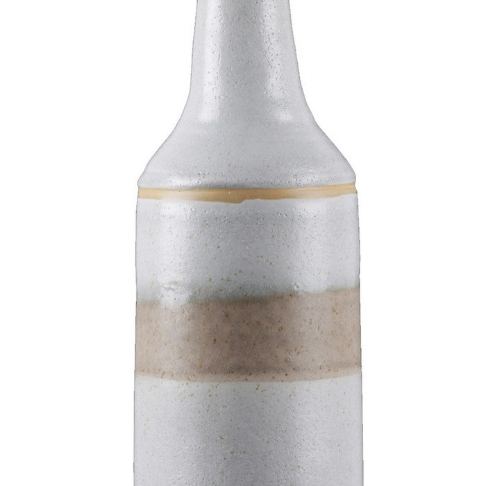 Bottle Shape Ceramic Vase with Long Neck, Medium, Set of 2, White