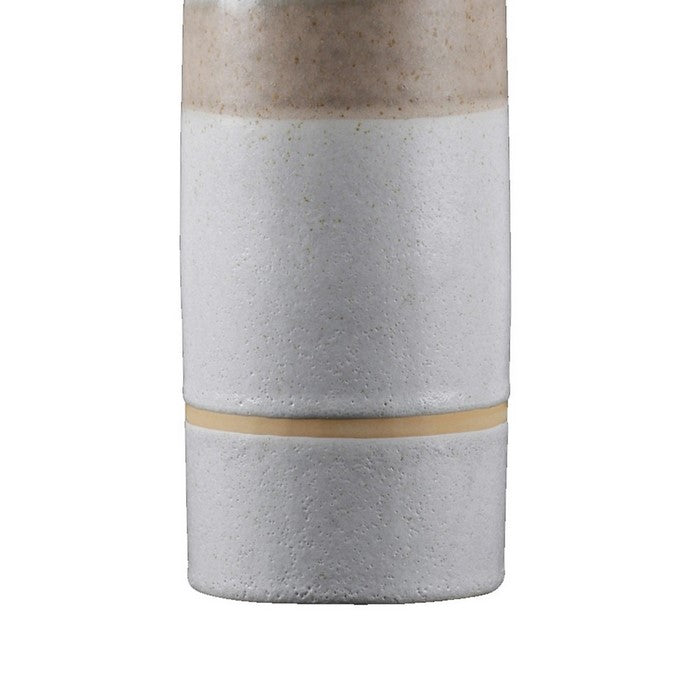 Bottle Shape Ceramic Vase with Long Neck, Medium, Set of 2, White