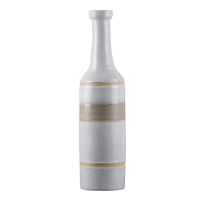 Bottle Shape Ceramic Vase with Long Neck, Medium, Set of 2, White
