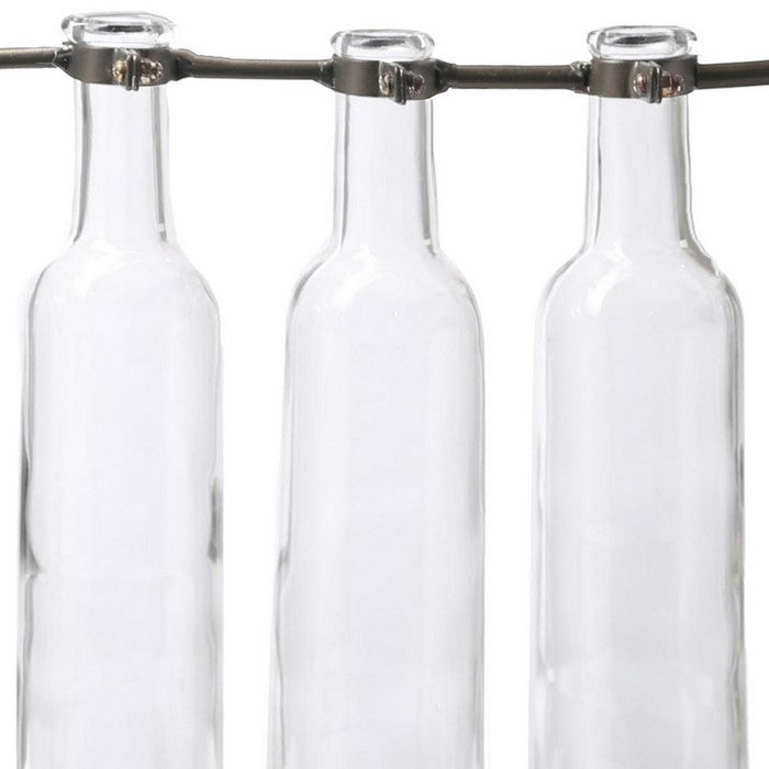 Hanging 5 Glass Bottle Bud Vase with Capsule Base, Set of 2, Gray and Clear
