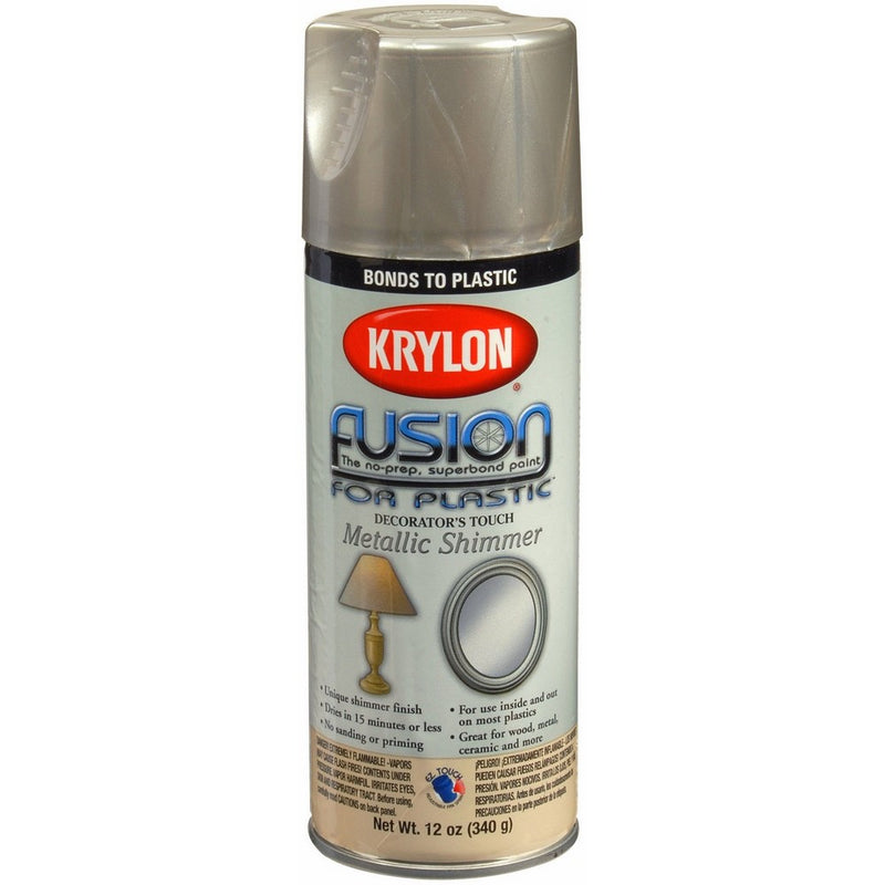 Krylon K02338007 Fusion For Plastic Metallic Shimmer Spray Paint, Nickel Shimmer, 12 Ounce