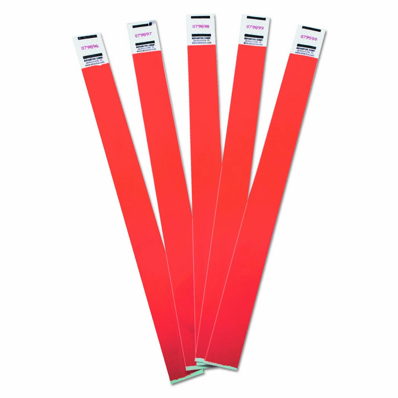 ADVANTUS Crowd Management Tyvek Wristbands, Sequentially Numbered, Red, Pack of 100 (75441)