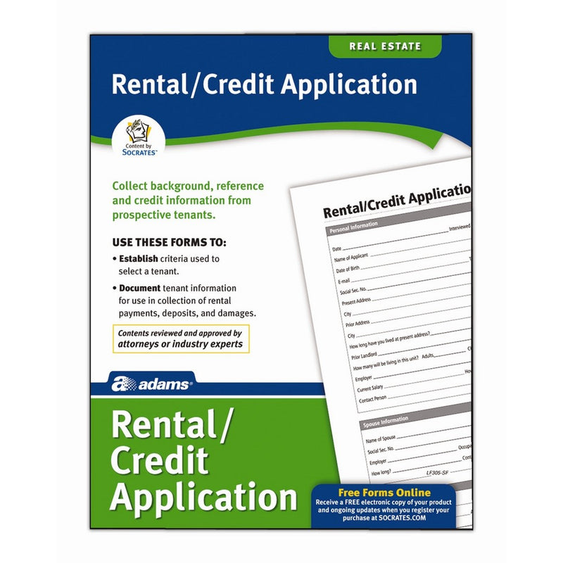 Adams Rental and Credit Application Form, 8.5 x 11 Inch, White (LF305)