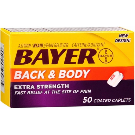 Bayer Extra Strength Caplets, Extra Strength Back & Body Pain Aspirin, 50 ct