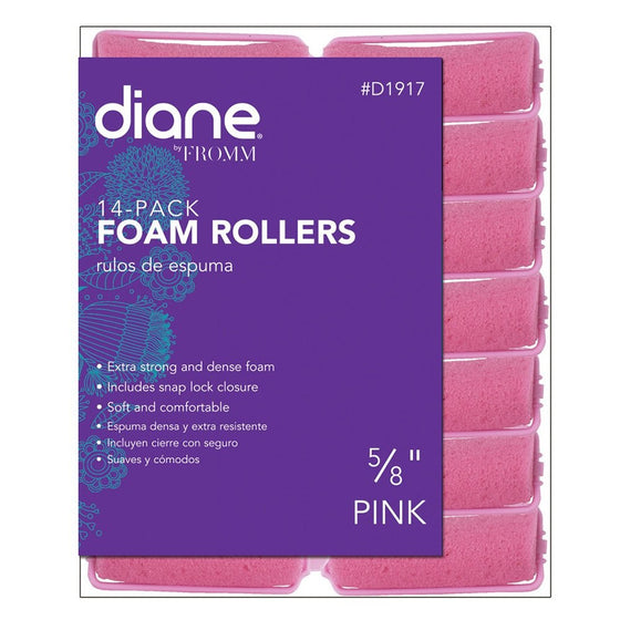 Diane Foam Rollers, Pink, 5/8", 14/bag