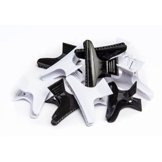 Diane Large butterfly clamps, black and white, 12 pack, D13