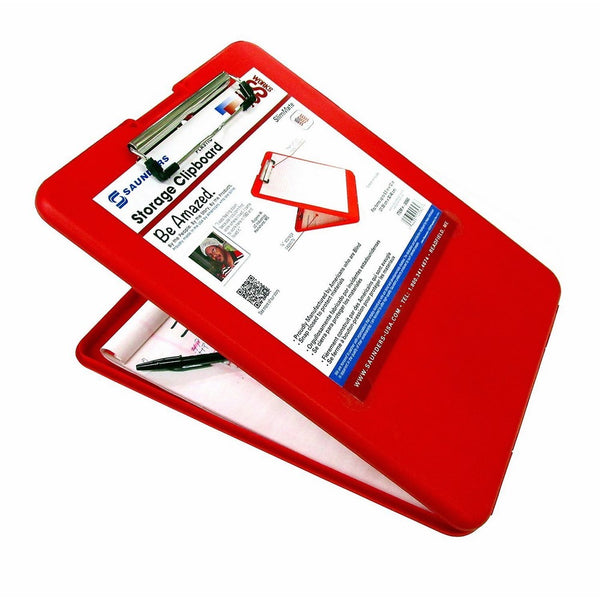 Saunders SlimMate Plastic Storage Clipboard, 00560, Letter Size (8.5 inch x 12 inch), Red