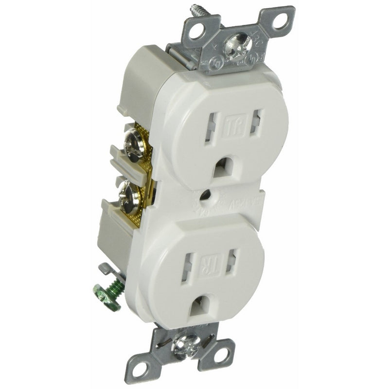 Eaton TRBR15W-BXSP 15-Amp 3-Wire 125-Volt Tamper Resistant Commercial Grade Duplex Receptacle 2-Pole, Ivory