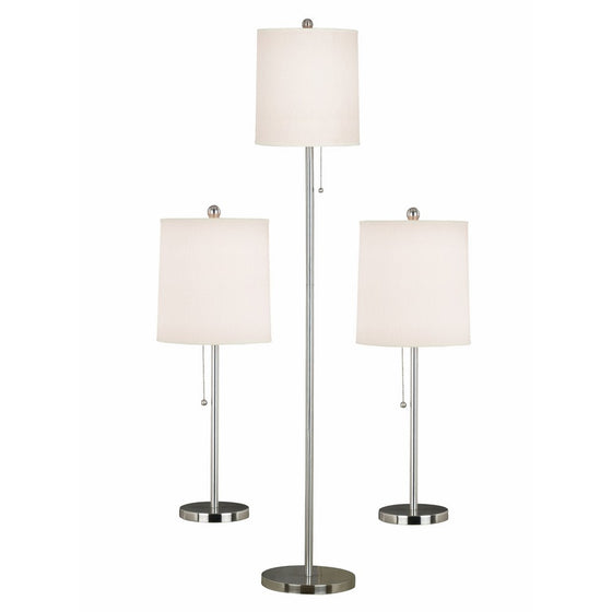 Kenroy Home 21016BS Selma Table and Floor Lamp, 3 Pack, Brushed Steel