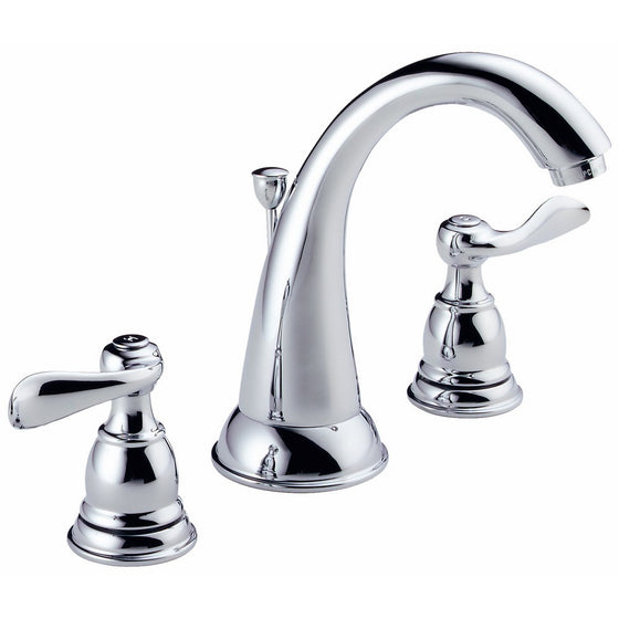 Delta B3596LF Windemere 2-Handle Widespread Bathroom Faucet with Metal Drain Assembly, Chrome