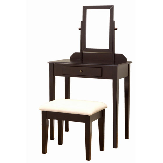 Frenchi Furniture Wood 3 Pc Vanity Set in Espresso Finish