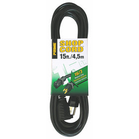Prime Wire & Cable EC502615 15-Foot 16/3 SJTW Indoor and Outdoor Extension Cord, Black