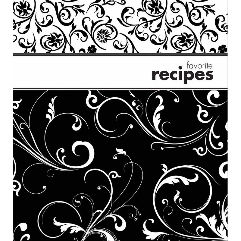 Recipe Binder Set with Plastic Page Protectors and Recipe Cards, Black and White
