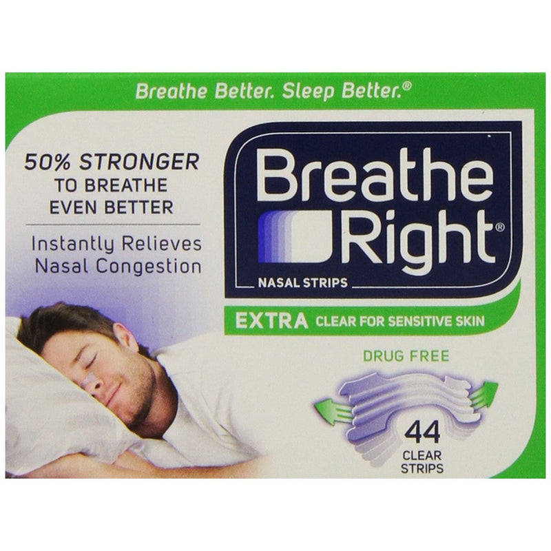 Breathe Right Nasal Strips, Extra Clear for Sensitive Skin, 44 Clear Strips
