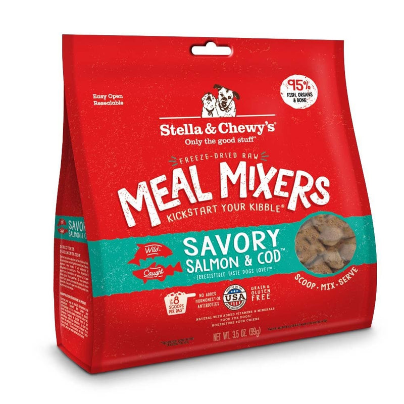 Stella & Chewy's Freeze-Dried Raw Savory Salmon & Cod Meal Mixers Grain-Free Dog Food Topper, 3.5 oz bag