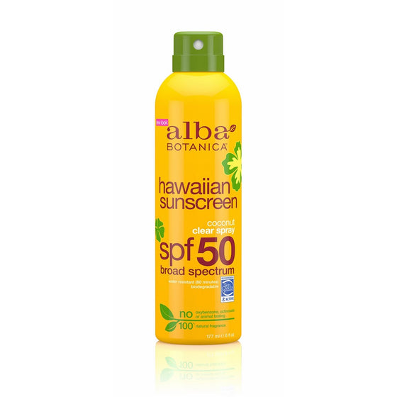 Alba Botanica Hawaiian, Coconut Spray Sunscreen SPF 50, 6 Ounce