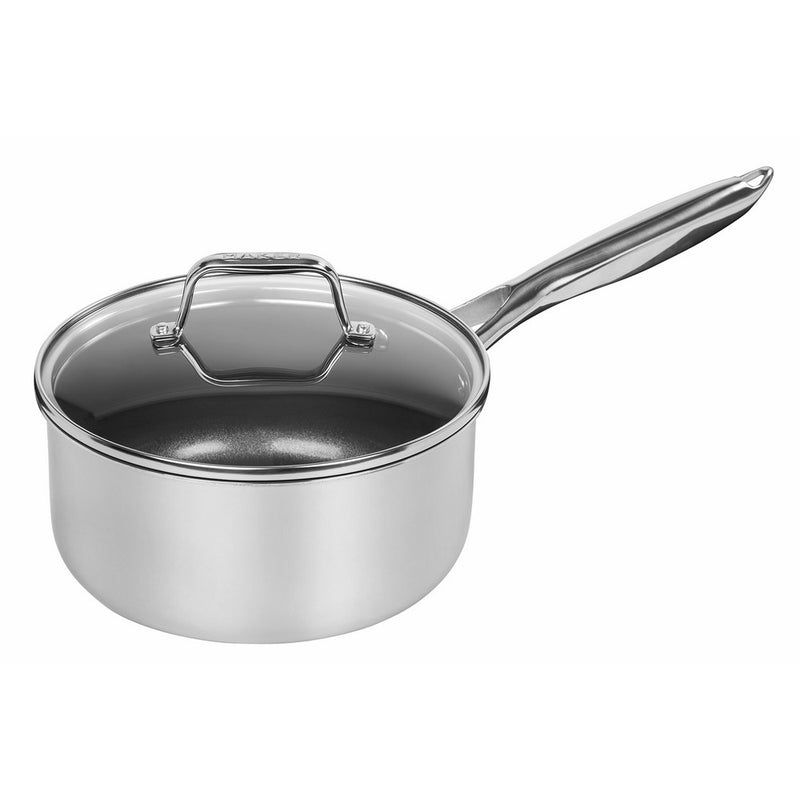 MAKER Homeware 3 Quart Stainless Steel Covered Saucepan with Nonstick Ceramic Coating