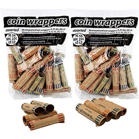 Coin-Tainer Coin Wrappers Assorted Quarter, Dimes, Nickels, Pennies (72 Count)