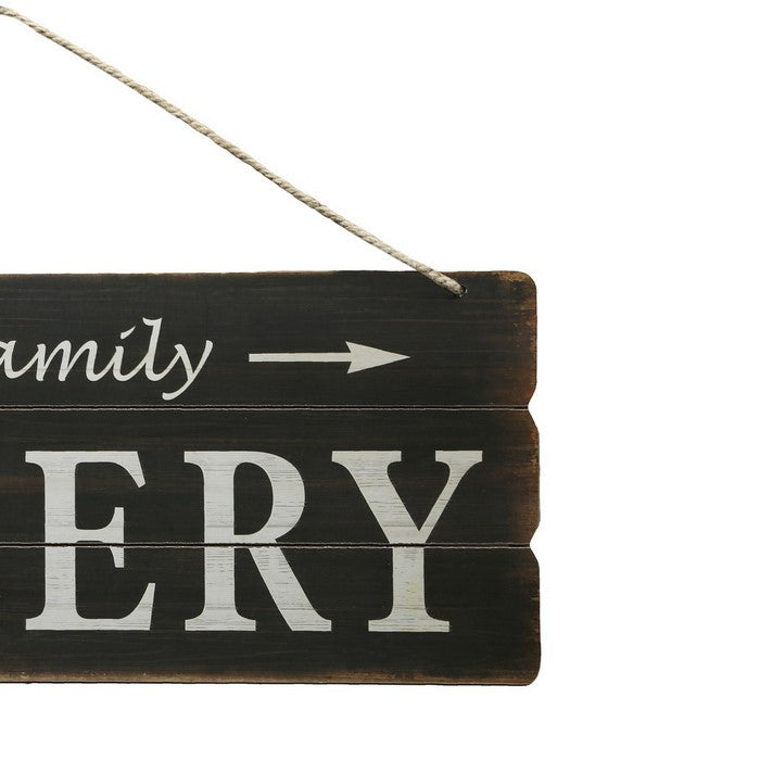 Plank Wooden Wall Art with Fair Family Bakery Typography, Set of 2, Black