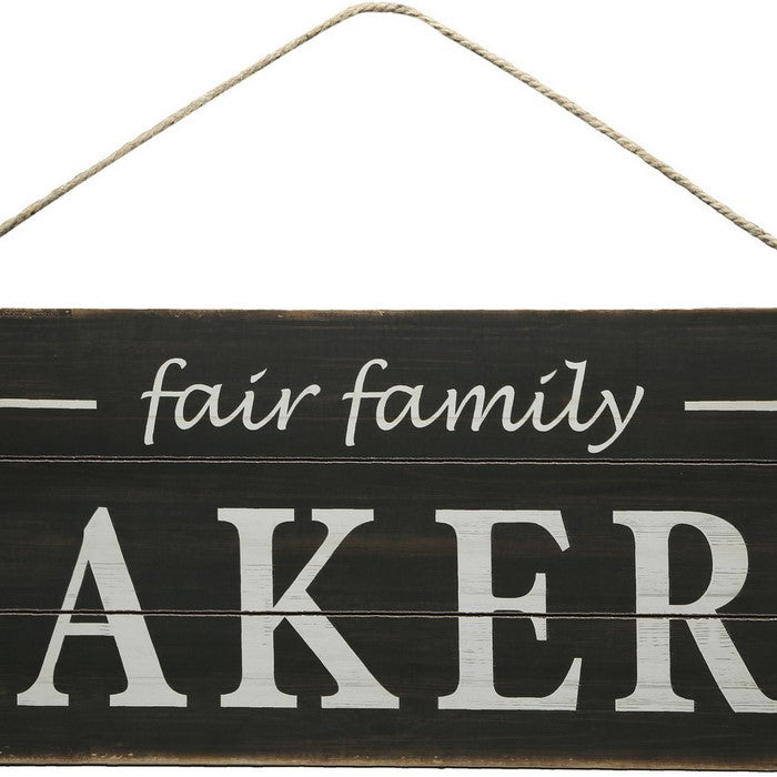 Plank Wooden Wall Art with Fair Family Bakery Typography, Set of 2, Black