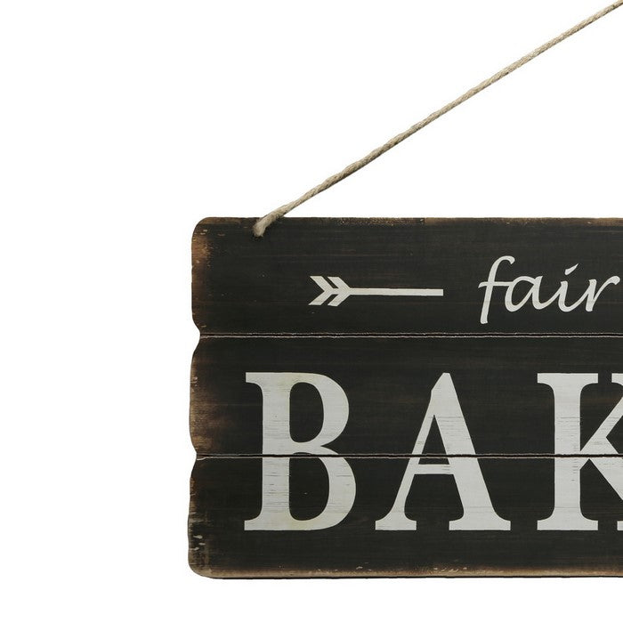 Plank Wooden Wall Art with Fair Family Bakery Typography, Set of 2, Black