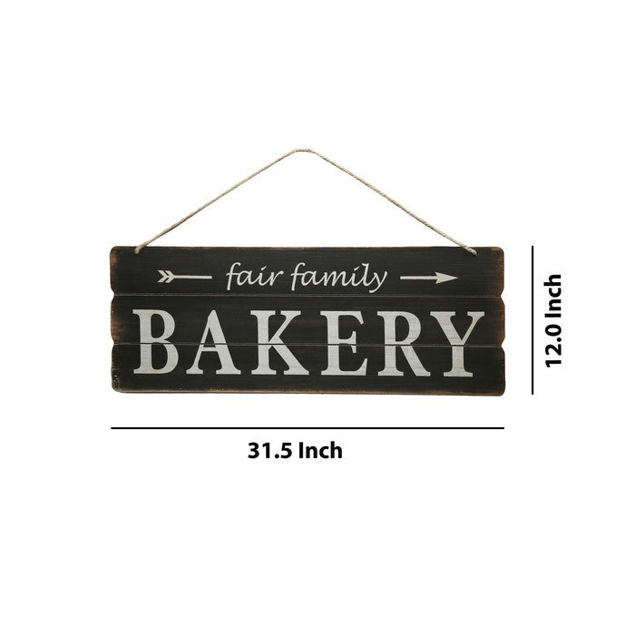 Plank Wooden Wall Art with Fair Family Bakery Typography, Set of 2, Black