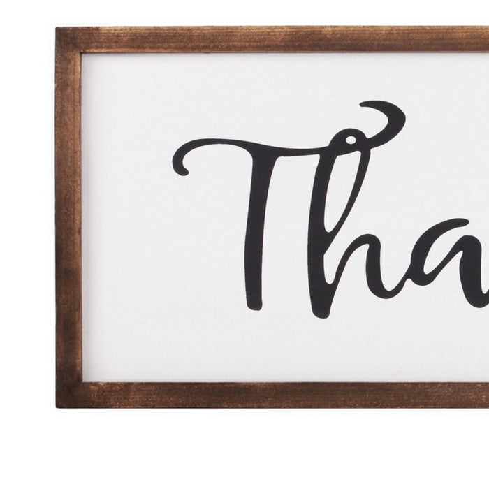 Rectangular Wooden Wall Art with Thankful Typography, Set of 2, Brown