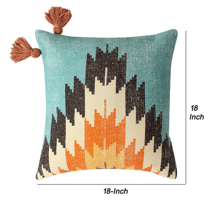18 x 18 Fiery Printed Cotton Accent Cushion Cover, Multicolor