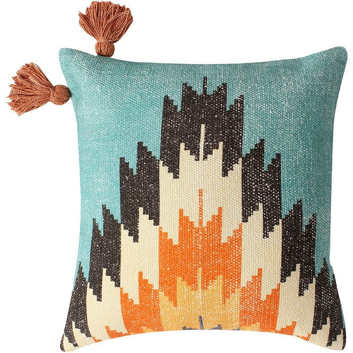 18 x 18 Fiery Printed Cotton Accent Cushion Cover, Multicolor
