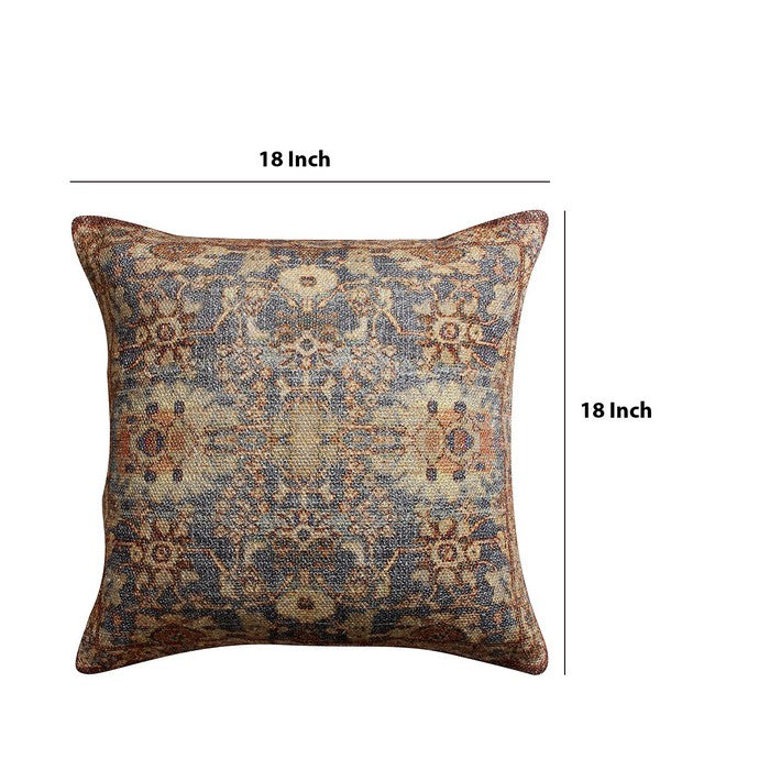 18 X 18 Inch Cotton Handwoven Cushion Cover with Kilim Pattern, Multicolor