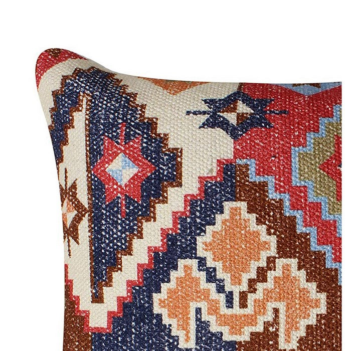 18 x 18 Tribal Print Cotton Accent Pillow Cover, Multicolor
