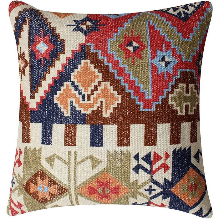 18 x 18 Tribal Print Cotton Accent Pillow Cover, Multicolor