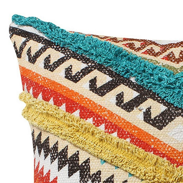 18 X 18 Inch Handwoven Cotton Cushion Cover with kilim Pattern, Multicolor