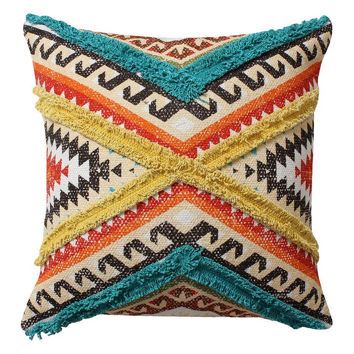 18 X 18 Inch Handwoven Cotton Cushion Cover with kilim Pattern, Multicolor