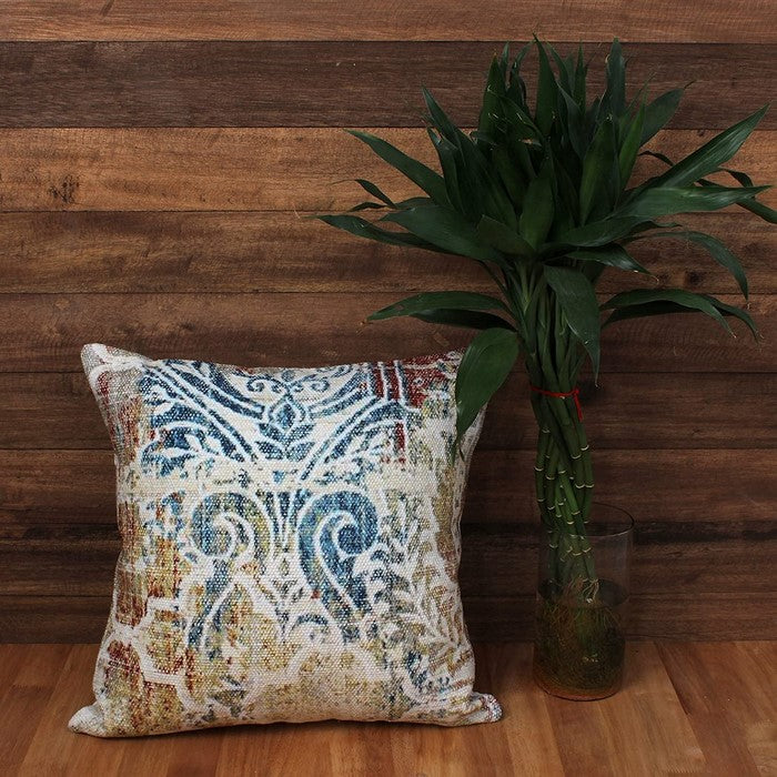 18 x 18 Hand Block Printed Cotton Accent Pillow Cover, Multicolor