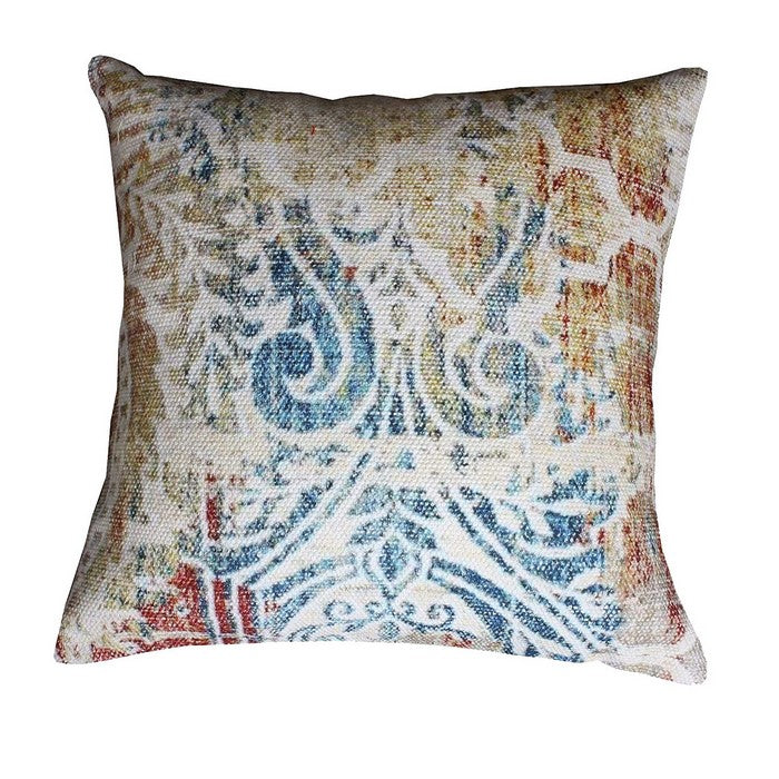 18 x 18 Hand Block Printed Cotton Accent Pillow Cover, Multicolor