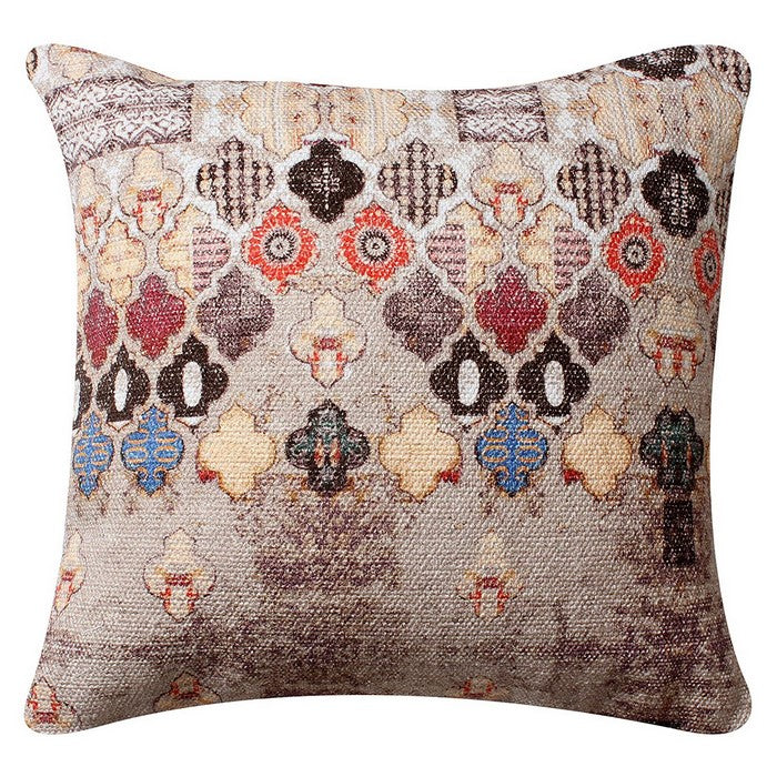 18 x 18 Cotton Accent Pillow Cover with Quatrefoil Print, Multicolor