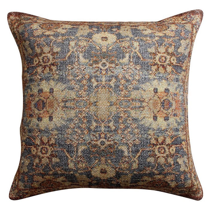 18 X 18 Inch Cotton Handwoven Cushion Cover with Floral Pattern, Brown