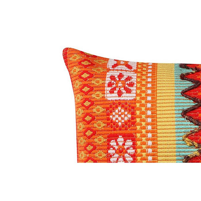 20 x 12 Handwoven Jacquard Print Cotton Accent Pillow Cover, Orange
