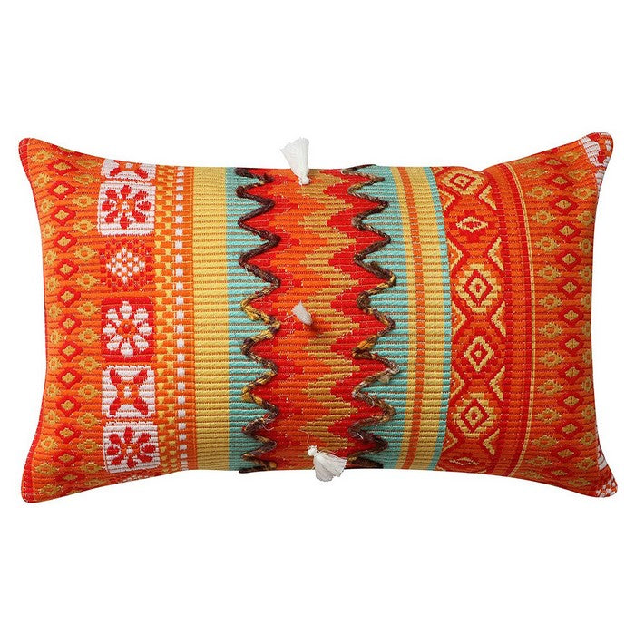 20 x 12 Handwoven Jacquard Print Cotton Accent Pillow Cover, Orange