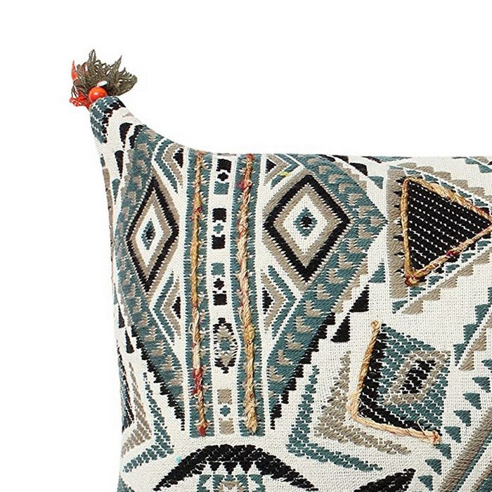 12 X 20 Inch Cotton Handwoven Cushion Cover with kilim Pattern, Multicolor