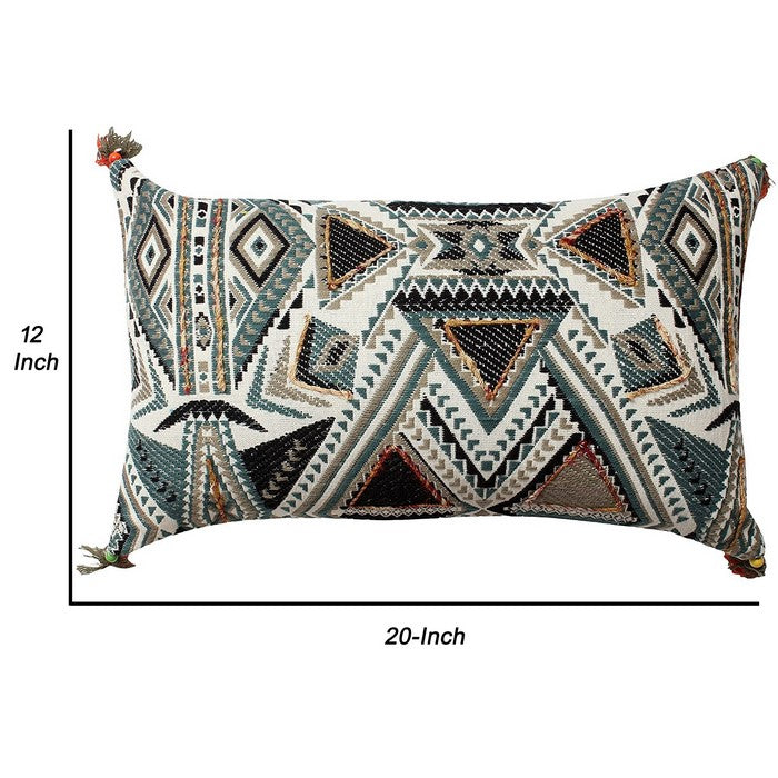 12 X 20 Inch Cotton Handwoven Cushion Cover with kilim Pattern, Multicolor